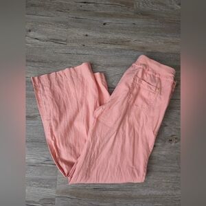 Vintage Guess Linen Peach Pink Pants XL Y2k Wide Leg Drawstring Summer Lounge